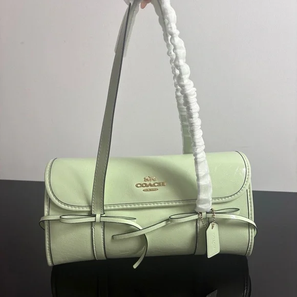 Coach Baguette Bag Green Bow Flap Shoulder Chic - Picture 2 of 8